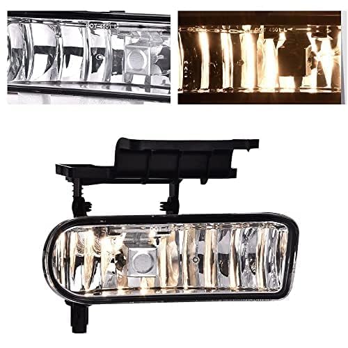 PIT66 Fog Lights, Compatible with 1999-2002 Chevy Silverado 1500 2500/01-02 Silverado 1500HD 2500HD 3500/00-06 Tahoe Suburban 1500 2500 Fog Light Assembly Driver & Passenger Side Clear Silverado 1500 2500 1999-2002