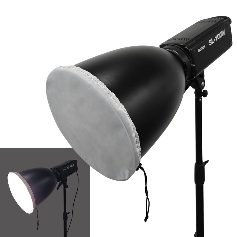 Adjustable Diffuser Sock with Secure Cord Lock, Soft White for 7-12" Standard Reflectors, Deep Focus & Sparkler Reflectors [2-Pack]