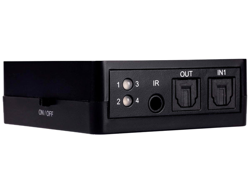 Monoprice Blackbird Toslink S/PDIF 4x1 Switch with IR Remote Control, USB Powered, 4 Input 1 Output, Such as Television, Amplifier
