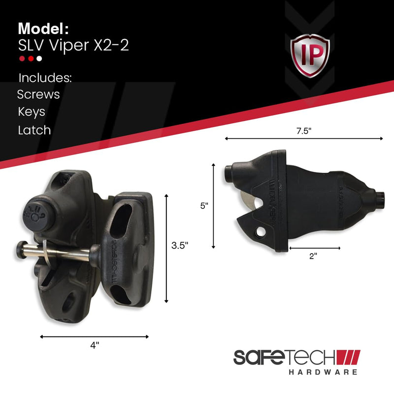 Safetech Hardware ViperX5-2 Two-Sided Gate Latch | Wrap Around Design - No Post Drilling | Padlock Lockable | Left & Right Reversible | Double Gate Access w/Push Button | 2” Vinyl & Aluminum - White 2" Post