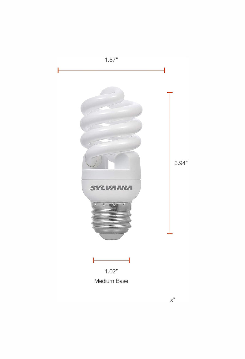 Sylvania CFL T2 Twist Light Bulb, 60W Equivalent, Efficient 13W, 850 Lumens, Medium Base, 2700K, Soft White - 8 Pack (26363)