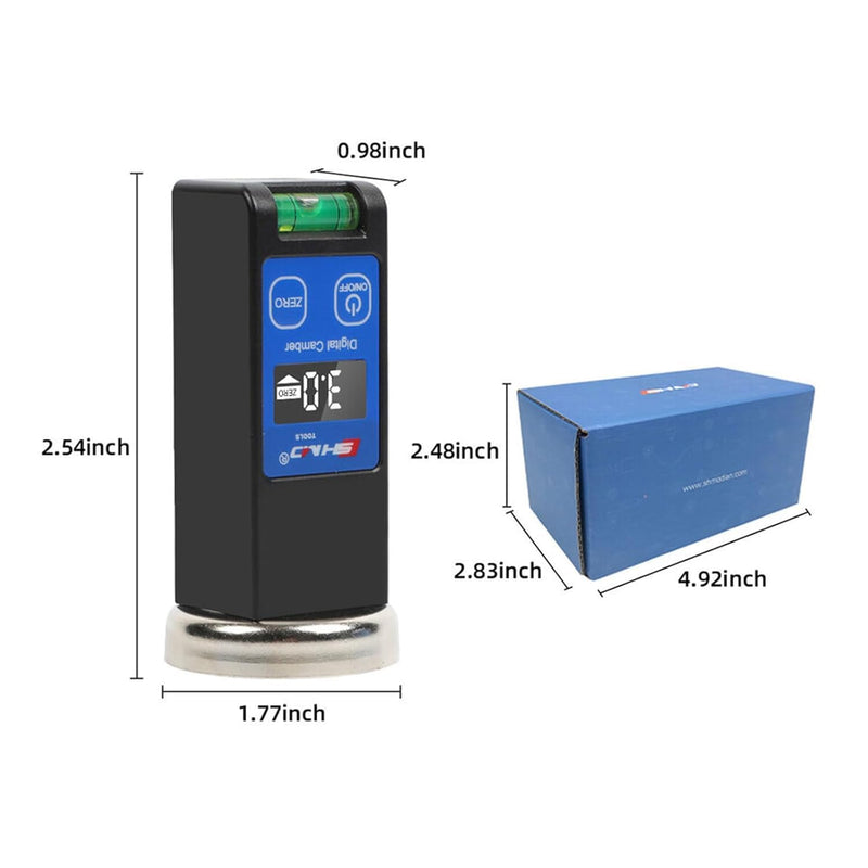Camber Gauge Digital Wheel Alignment Tool, -90° to +90°, Caster Camber Gauge with Magnet Base, LCD Display & Reset Key