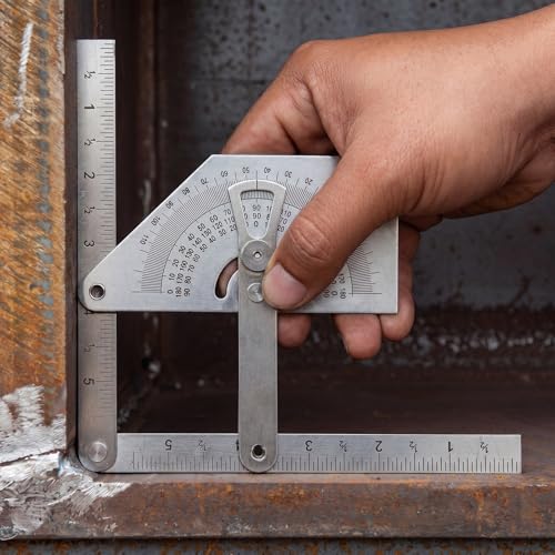 Copkim 2 Pack Metal Protractor 0-180 Degree Angle Finder for Woodworking