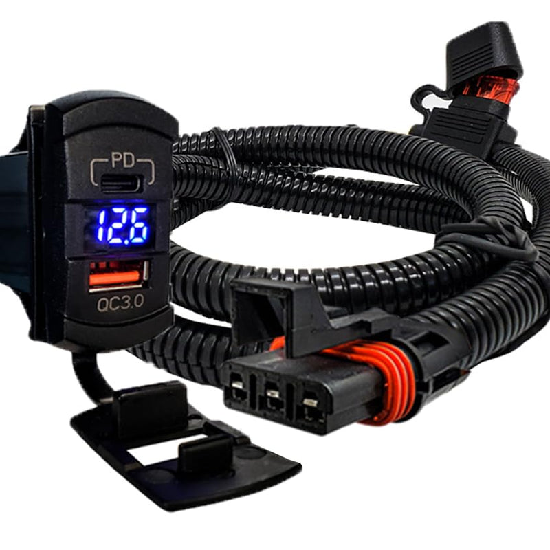 6ft. Power Bus Bar Plug Harness Dual USB Port QC 3.0 USB-C PD with Voltmeter Compatible with 2024 Polaris Xpedition XP ADV Ultimate Northstar Premium