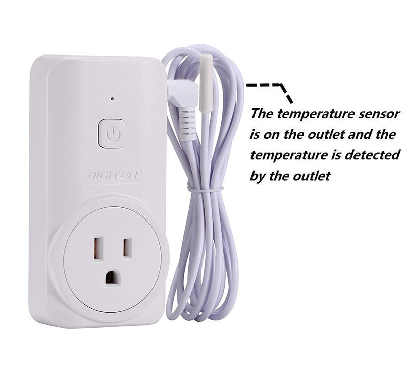 DIGITEN WTC200 Wireless Temperature Controller Thermostat Outlet Remote Control Thermometer with 2m/6ft NTC Temp Sensor Probe Heating Cooling Mode for Fan Heater Greenhouse Homebrewing Reptile 1. White