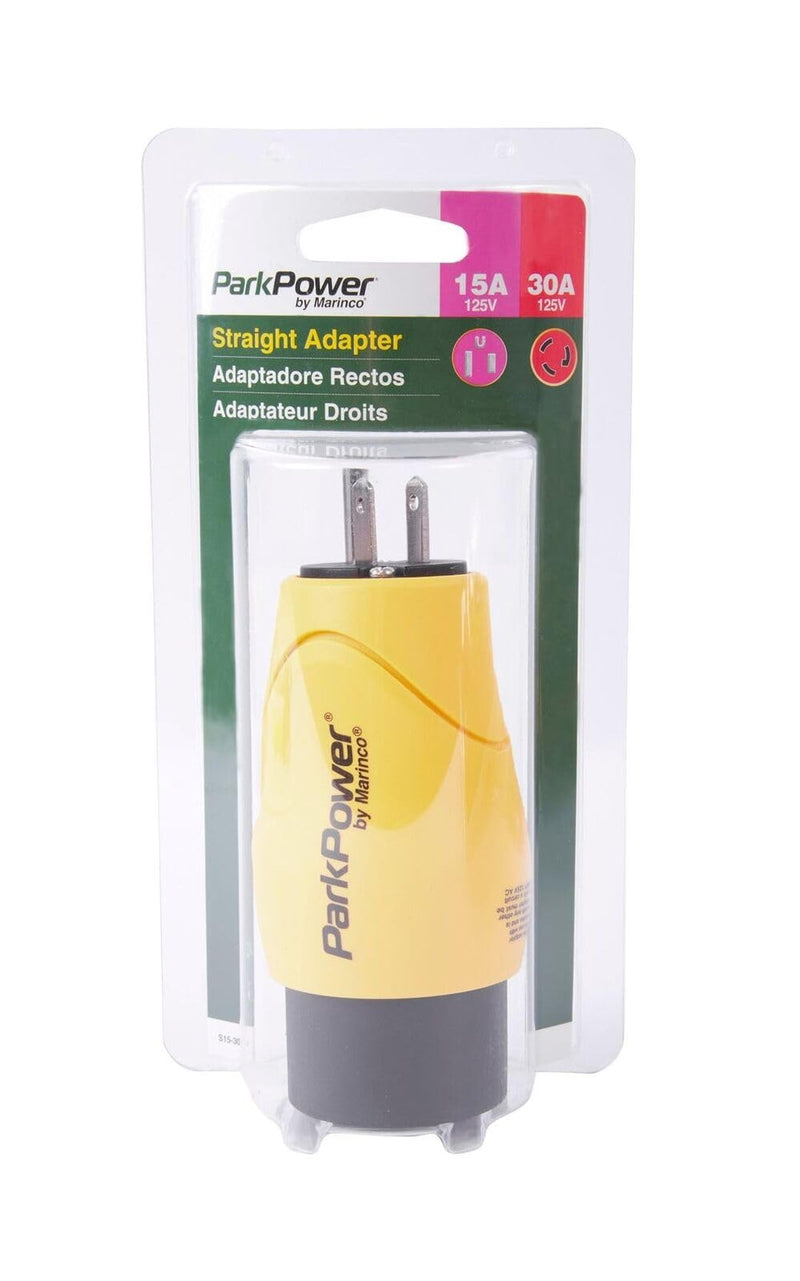 Marinco ParkPower S15-30RV 15 Amp, 125V Straight-Blade Male Plug to 30 Amp, 125V Locking Female Side One-piece Twist-Lock Adapter