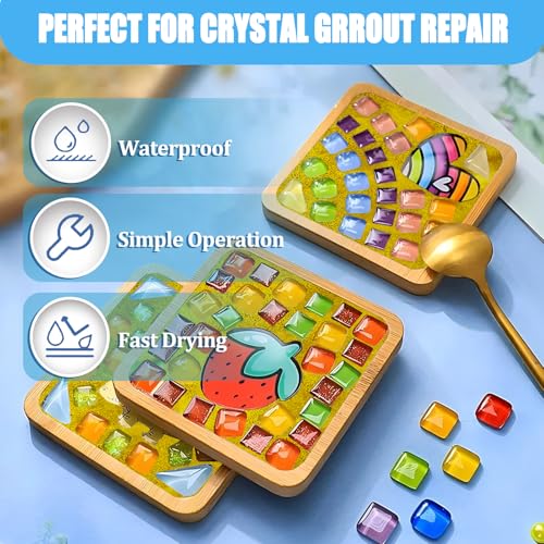  [AUSTRALIA] - Mosaic Crystal Grout, Mosaics Tile Tools, Mosaic Tile Accessories – Essential for Handmade Grouting and Perfect for DIY Craft Projects (Yellow, 8.8oz)