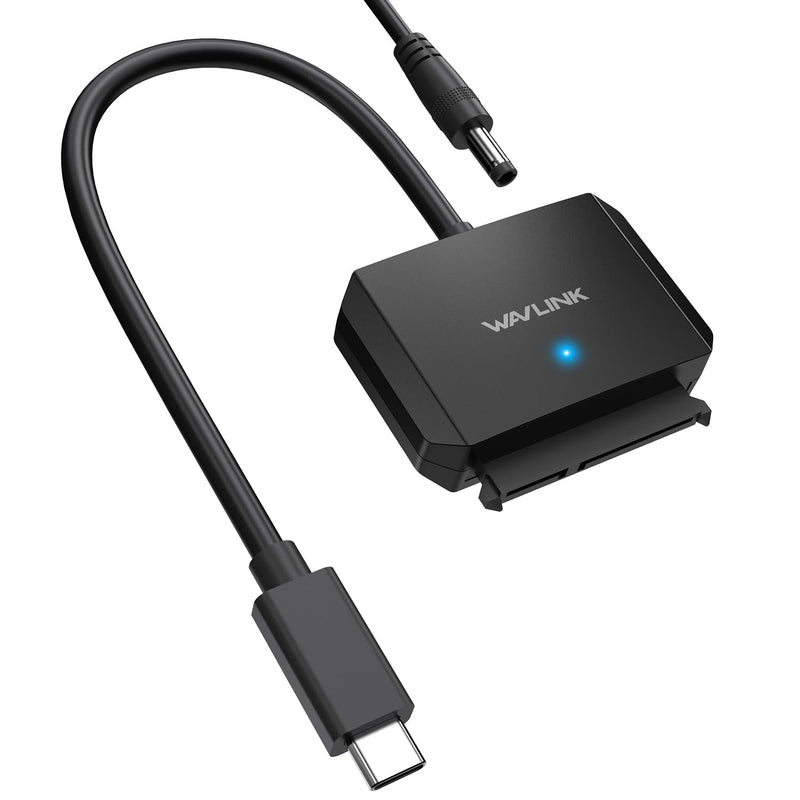 WAVLINK SATA to USB Type-C Hard Drive Cable, 5Gbps USB C to Sata Cable Support UASP, External Hard Drive SATA I/II/III Connector 2.5" SSD/HDD and 3.5" HDD up to 18TB, Power Adapter Included USB Type C - Power Adapter Included