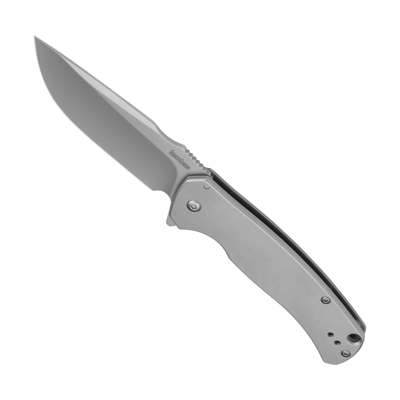 Kershaw Scour Pocket Knife, Matte Gray Design, 3.3 Inch Stainless Steel Drop Point Blade, EDC with Assisted Opening, Reversible Pocketclip, Everyday Carry Pocket Knife for Men and Women