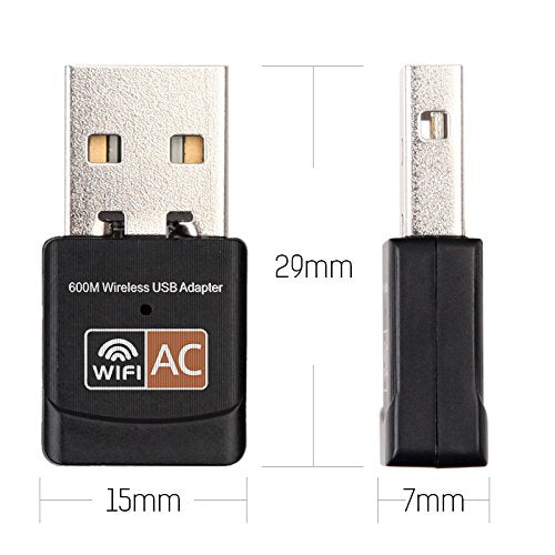 600Mbps Wireless USB Wifi Adapter for PC,AC600M USB Wifi Dongle 802.11ac Wireless Network Adapter with Dual Band 2.4GHz/5Ghz for Desktop Laptop Support Windows XP/7/8/10 (32/64-bit), macOS, Linux etc 2.4G/5.8G (600M) Built-in antenna