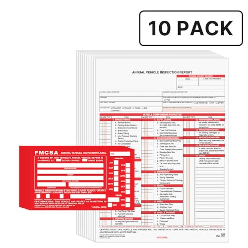 J. J. Keller Annual Vehicle Inspection Report Form and Label, 10 Pack 10-pack