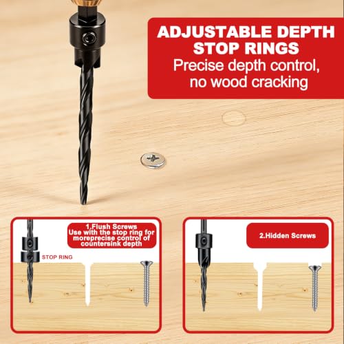 20PCS Countersink Drill Bit Set, Tapered Drill Bits Counter Sink Drill Bit 20Pc