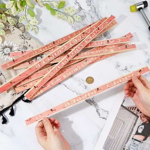 SUPERFINDINGS 10PCS Carpet Tack Strips with Nails Plywood Nailing Strip for Carpet Tufting Tack Strips with Nails for Subfloor Stairs Rug 15.7"