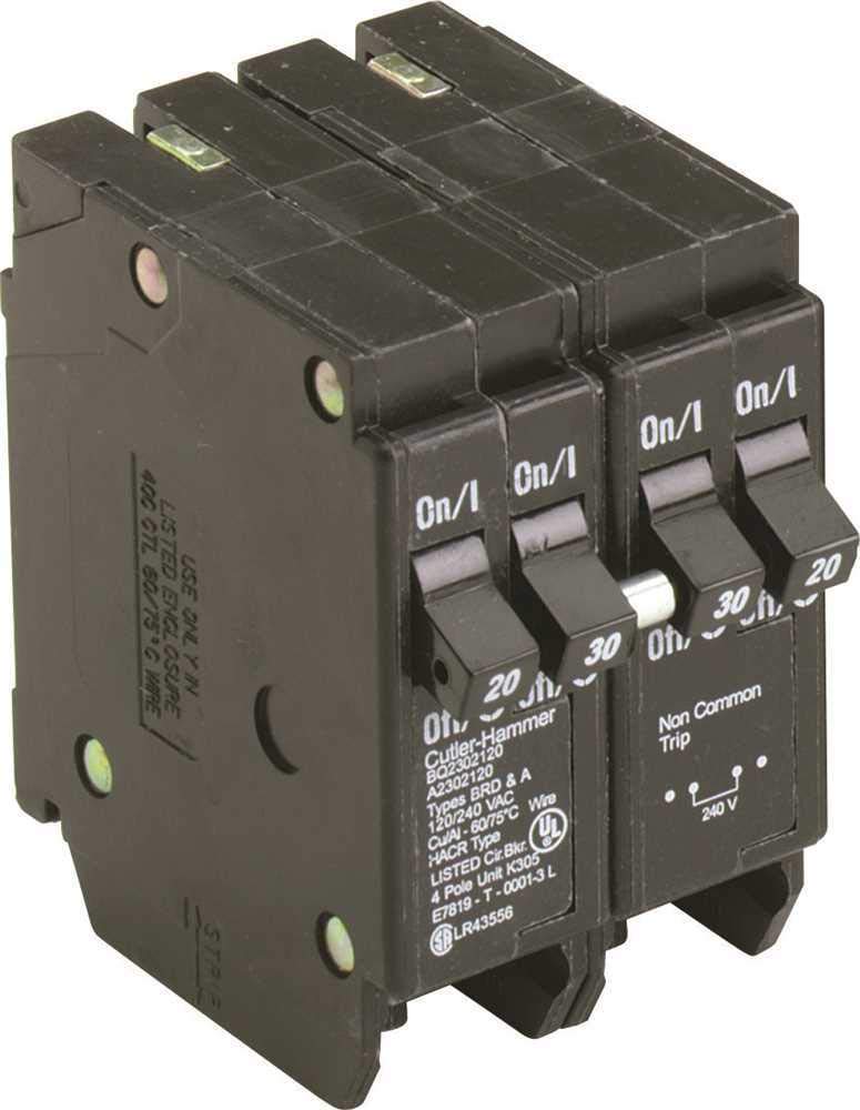 Eaton BQC2402120 Quad Breaker One 2 Pole 40 Amp And Two 1 Pole 20 Amp Common Trip, 1 " x 1 " x 1"