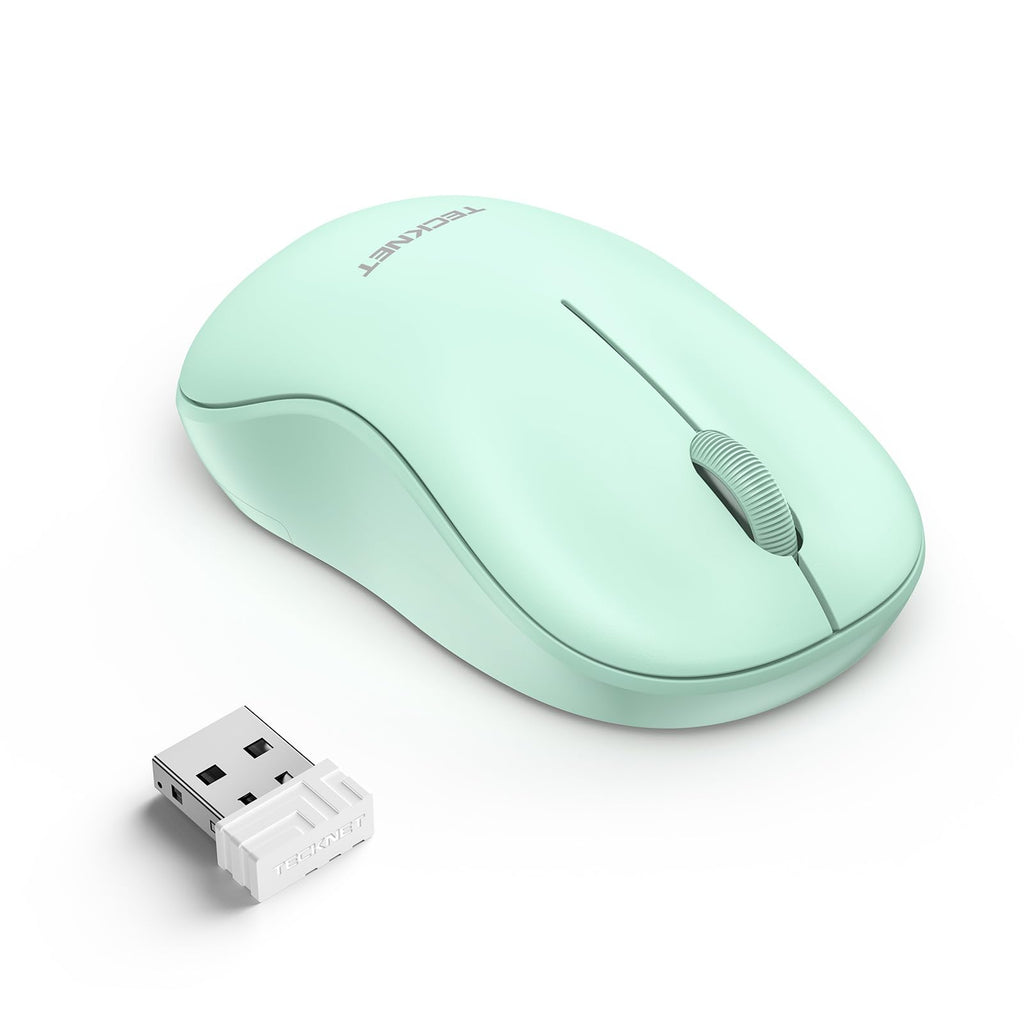 TECKNET Small Wireless Mouse, 2.4G Ergonomic Portable Mouse, Cordless Compact Mouse, Laptop Mouse Wireless, Computer Mice for Laptop, PC, Mac - Green Mint Green