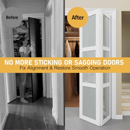 Bi-Fold Closet Door Top Pivot & Guide Wheel Replacement Kit, Spring Loaded Bifold Repair Hardware for Accordion, Pocket & Barn Style Doors - 6 Pack
