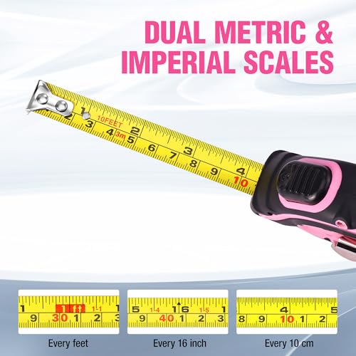 WORKPRO Tape Measure 10 FT, 3 Pack Metric & Imperial Scale Measuring Tape