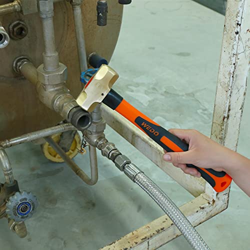 WEDO Brass Sledge Hammer With Fiberglass Handle, Die-Forged, Corrosion Resistant, DIN Standard, 1lb, 300mm, 12"