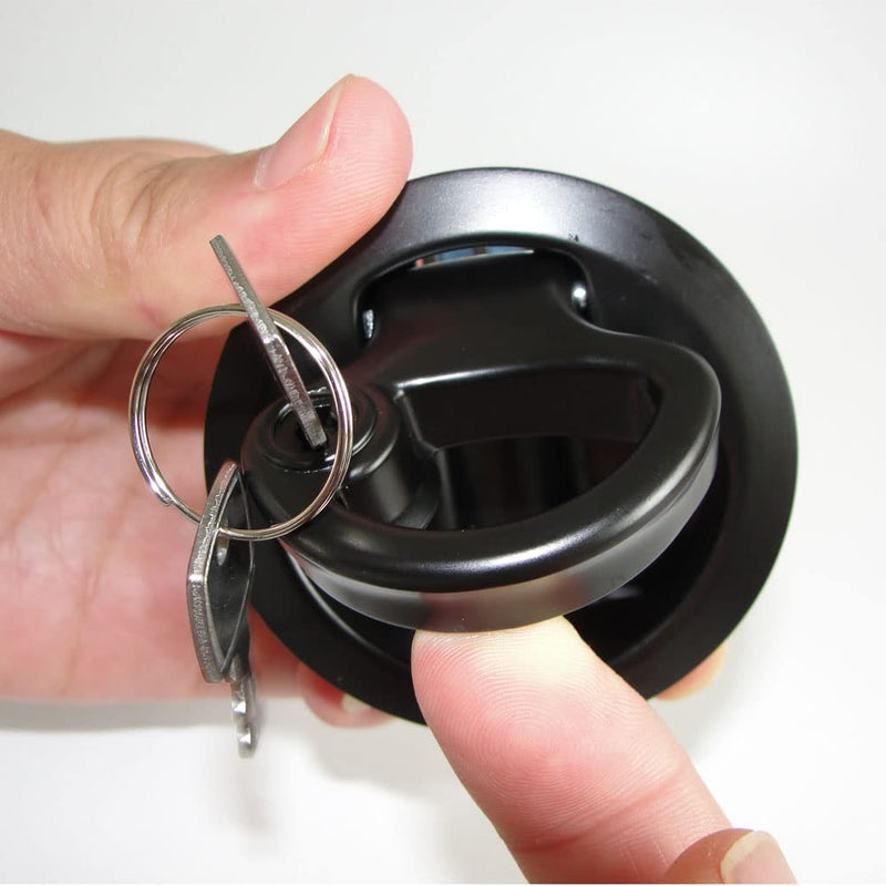 WJSKDQ 4PCS Boat Hatch Handle Round Boat Latches Flush Pull Slam Latch for Boat Hatch Lock Keyed Lock Black