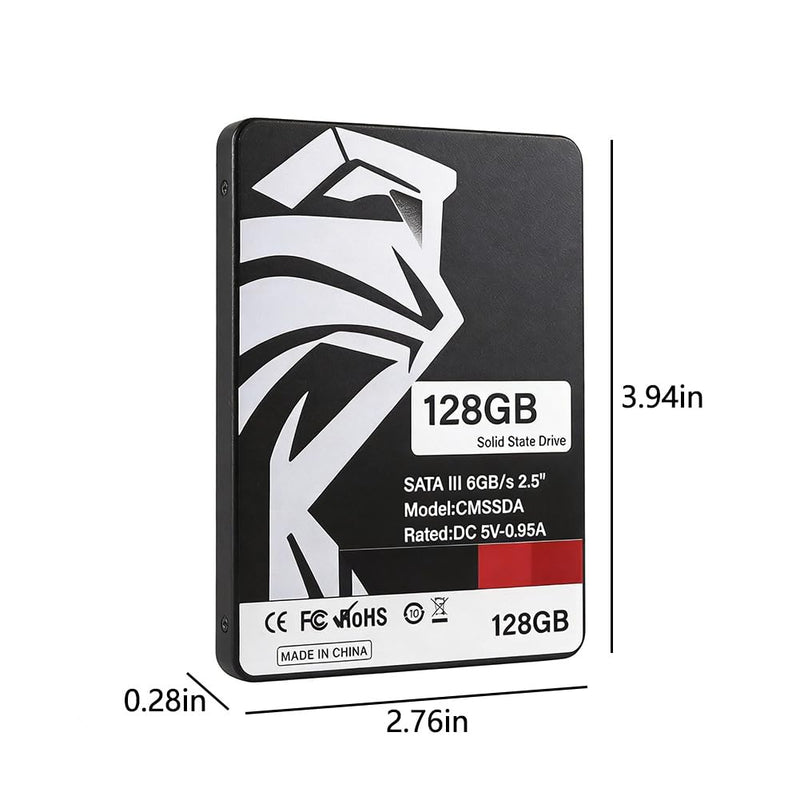 128GB Solid State Drive SATA III Internal SSD – 2.5" High-Speed Read/Write, Upgrade for Laptop, Desktop, All-in-One PC – Shockproof, Silent, Low Power for Office, Home, IT Pros