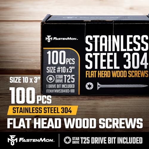 304 Stainless Steel Deck Screws, #10 x 3, 100 PCS #10 x 3"
