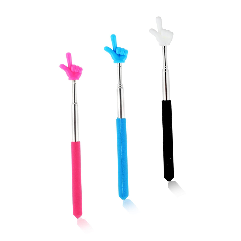 3 Pcs Telescopic Teachers Pointers Extendable Pointer Stick for Classroom Mini Retractable Finger Pointer Stick for Teacher Presentation Displays Classroom Supplies(Black Pink Blue)