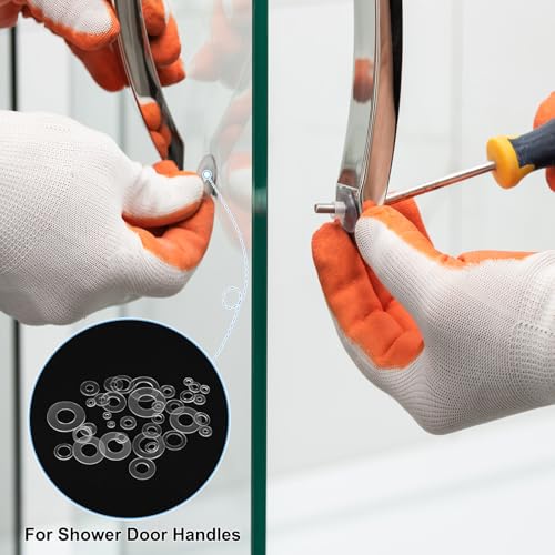 M METERXITY 150-Pack M12 PVC Flat Washers, 12mm ID 24mm OD 1mm Thick Plastic Clear Shower Door Handle Washers Spacer for Automotive/Towel Bars Replacement, Sealing Spacer Gasket Ring M12 12mm x 24mm x 1mm