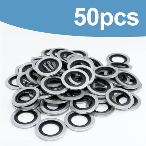 M18 Bonded Sealing Washers, 18.7x24.8x2mm Carbon Steel NBR Gasket, Pack of 50 M18