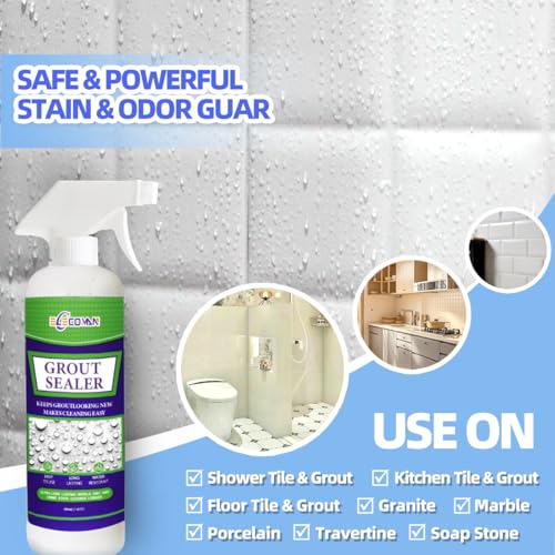 17.6 OZ Heavy Duty Pro Strength Grout Sealer Spray for Tile, Marble, Floors, Bathroom Showers and Countertops. Clear Protector Formula – Penetrating Sealant Offers Superior Waterproof Protection