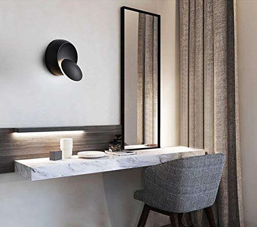 Chrasy Modern Wall Sconce 5W LED Wall Light Lighting Direction Adjustable 3000k Warm White Indoor Hardwired Wall Lamp for Bedside Kitchen Hallway Staircase Aisle (Black) Black
