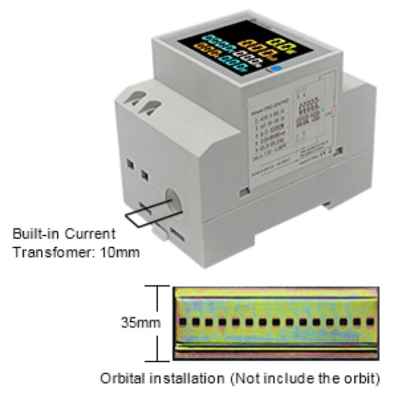 Single Phase Energy Meter Din Rail Electricity Usage Monitor AC 40-300V 100A Voltmeter Ammeter Watt Kwh Frequency Power Meter Built-in CT 110V (D52-2066-WIFI Built-in-CT) D52-2066 Built-in-CT