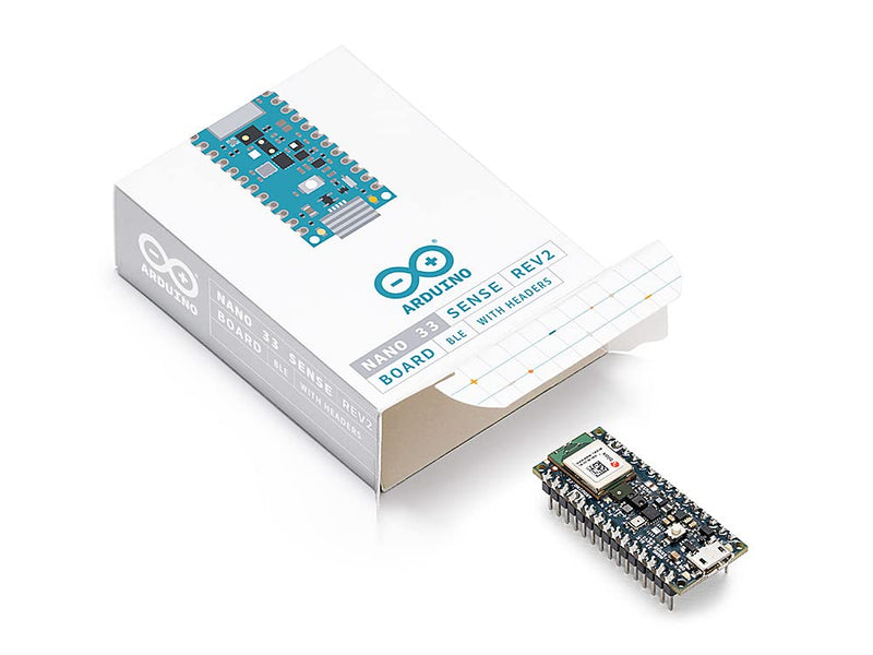 Arduino Nano 33 BLE Sense Rev2 with Headers [ABX00070] – AI Microcontroller with Sensors, Bluetooth, for Wearables, Gesture & Voice Recognition