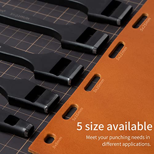 WUTA Leather Belt Hole Puncher Oval Cutter Strap Watch Band Flat Punches Heavy Duty Oblong Punching Tools for Leather Crafting (8 * 5mm) 5*8mm