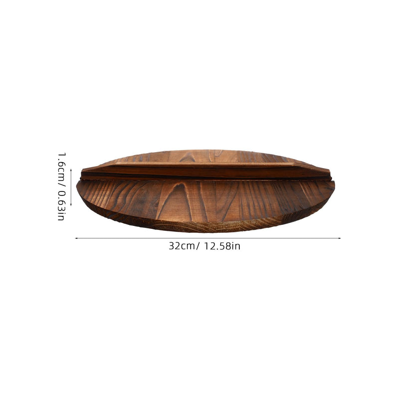 Anti-Scalding Pot Lid 12.59 Inch Wooden Handle Cover Kitchen Cooking Tool Anti Oil Splashing Protector for Home and Asian Wok Cooking 32*32*1.6cm As Shown
