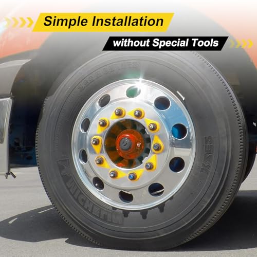 100PCS Loose Lug Nut Indicators for 32mm/33mm/34mm Nuts Wheel Check Indicators for Semi Trucks, High Visibility Yellow 100 PCS