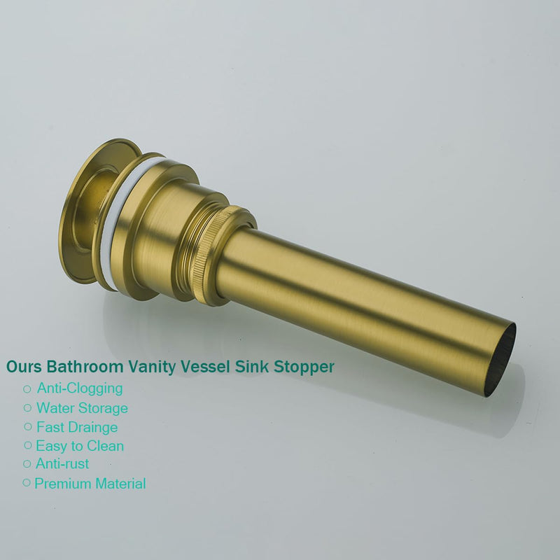 Bathroom Sink Drain With Overflow and Without Overflow Vessel Sink Lavatory Vanity Dual Use Pop Up Drain Stopper,All Metal Rustproof Brass and 304 Stainless Steel,Champagne Bronze Champagne Bronze