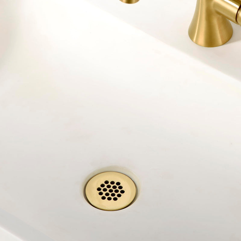 Luxier Brass Bathroom Sink Grid Drain Strainer for Vessel and Vanity Sinks Without Overflow in Brushed Gold, DS05-TG