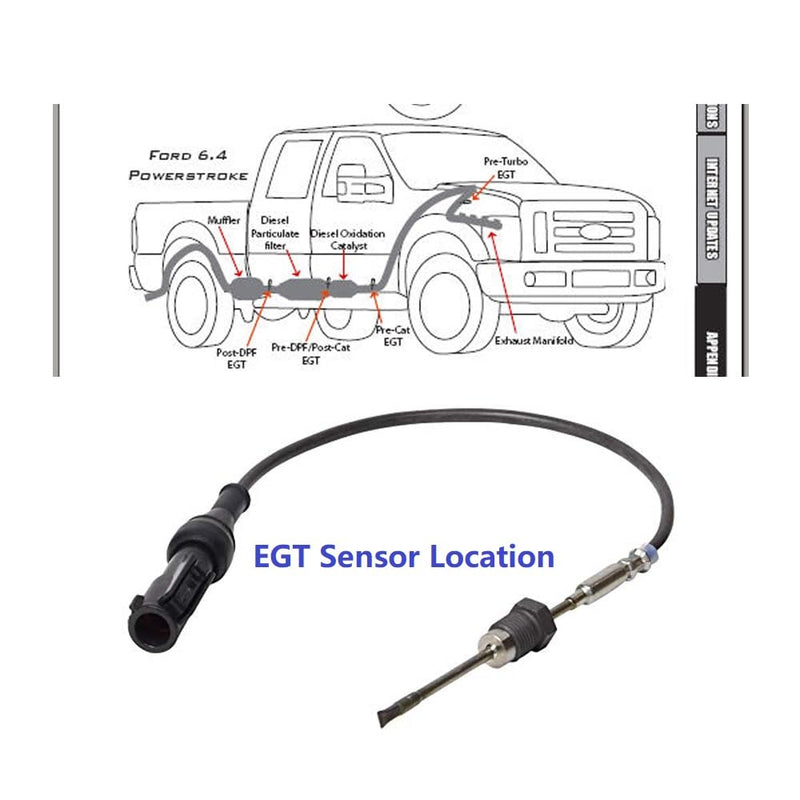 Exhaust Gas Temperature Sensor EGT Replacement for 2008 2009 2010 Ford F-250 F-350 F-450 F-550 Super Duty 6.4L 8C3Z-5J213-D 8C3Z-5J213-E