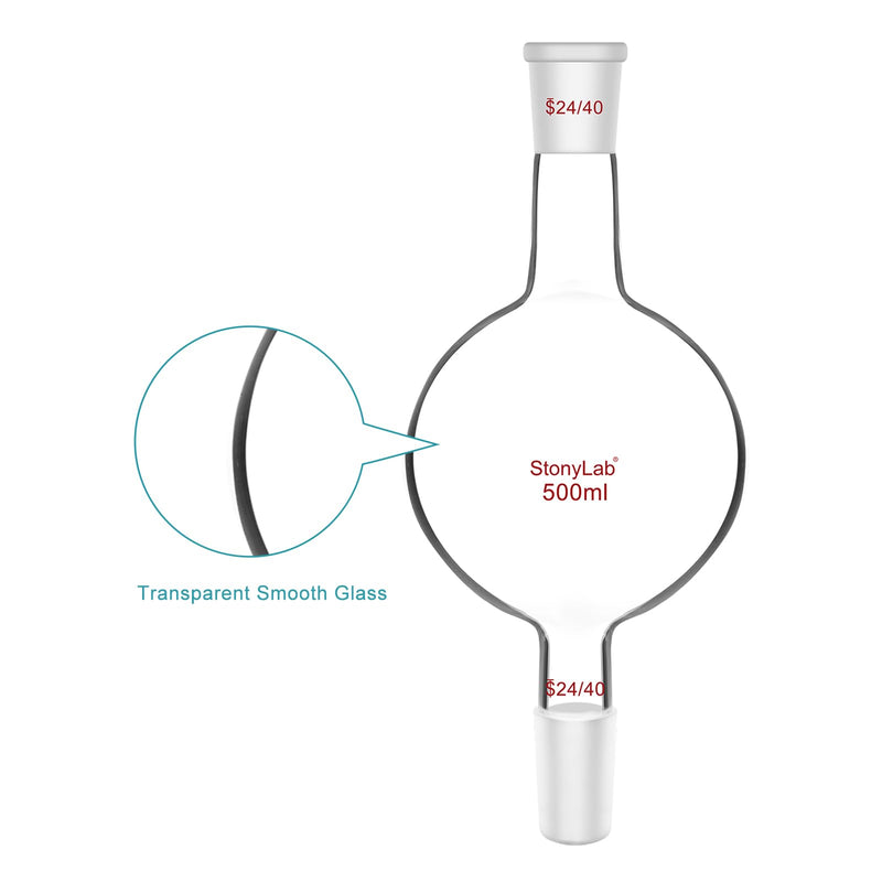 stonylab Glass Chromatography Reservoir, Borosilicate Glass Chromatography Reservoir with Standard 24/40 Joint for Laboratory, 500ml 500 ml