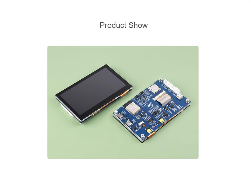 waveshare ESP32-S3 4.3inch Capacitive Touch LCD Development Board with 2.4GHz WiFi and BLE 5 Support,32-bit LX7 Dual-core ProcessorOnboard CAN, RS485, I2C Interface