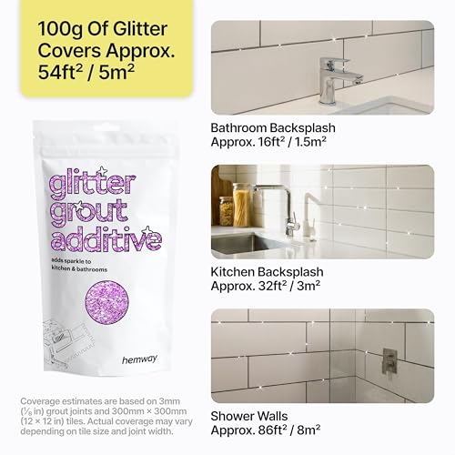Hemway Lavender Purple Glitter Grout Additive 100g Metallic Flakes