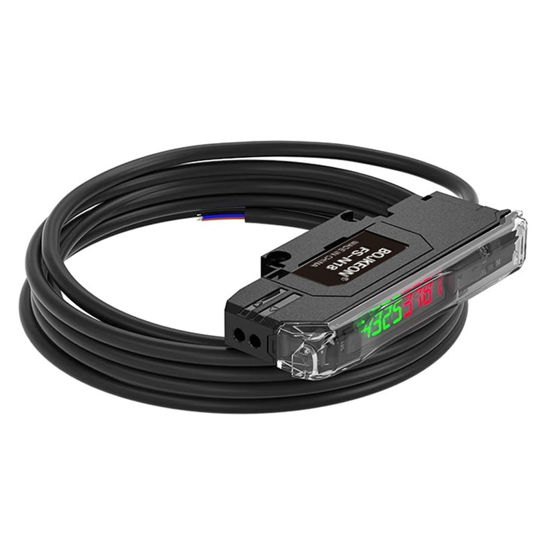 FS-N18 Fiber Optic Sensor,HD LED Dual Digital Display Optical Fiber Amplifier,Long-Distance Optical Communications Diffuse Induction Photoelectric Switch (English Instruction Manual) FS-N18 (NPN Outpot)