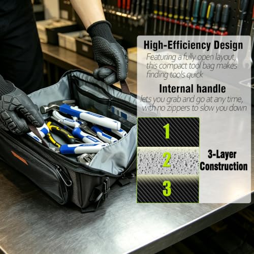 Small Tool Bags/Pouches for Men, 13-Inch.Electrician/HVAC Tool Pouches Bag with Compartments.