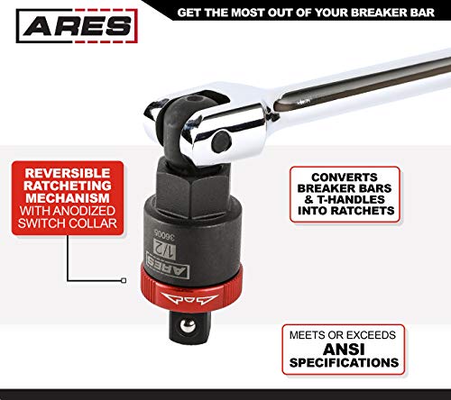ARES 36005 1/2-In Drive Ratcheting Breaker Bar Adapter - Reversible 1/2-Inch Drive