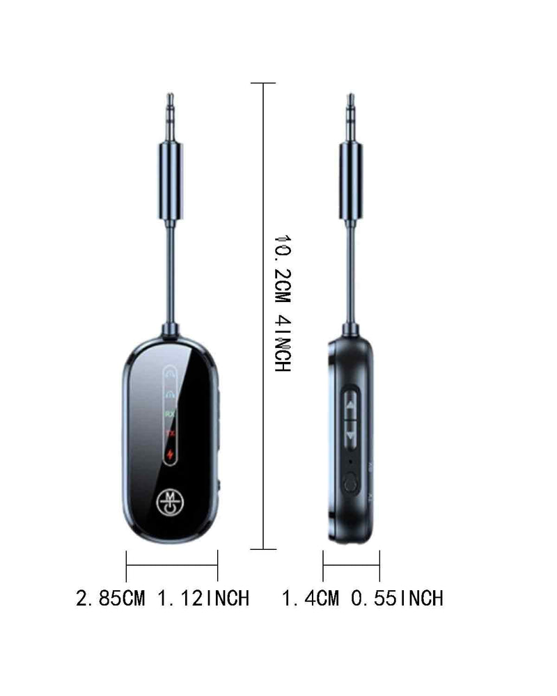 Bluetooth 5.5 Audio Adapter Transmitter Receiver Wireless Audio Adapter for Travel TV Car Home Stereo Black