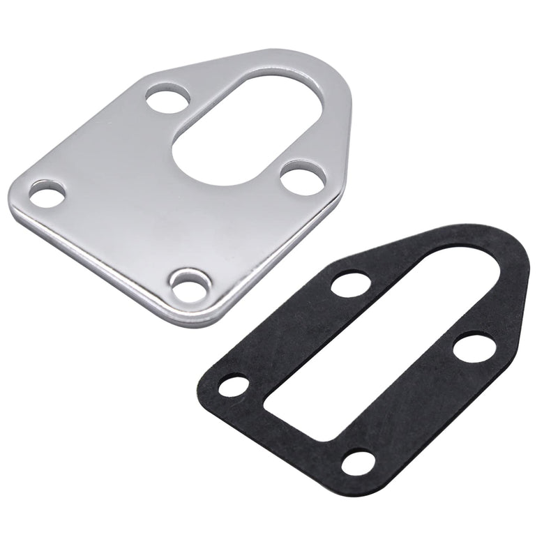 SBC Chrome Fuel Pump Block Off Plate with Gasket 283 327 350 383 400 SB Chevy