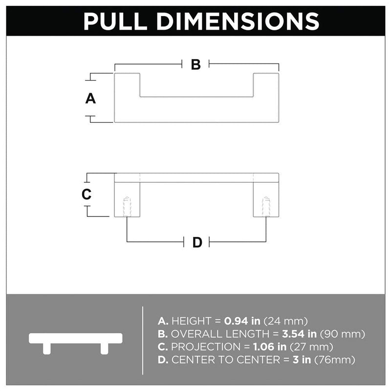 Franklin Brass Mirrored (10-Pack) Cabinet Handles 3' Hole Center Brushed Copper Kitchen Drawer Pulls Dresser, Furniture Hardware P40835K-BCP-C 3" (76mm)