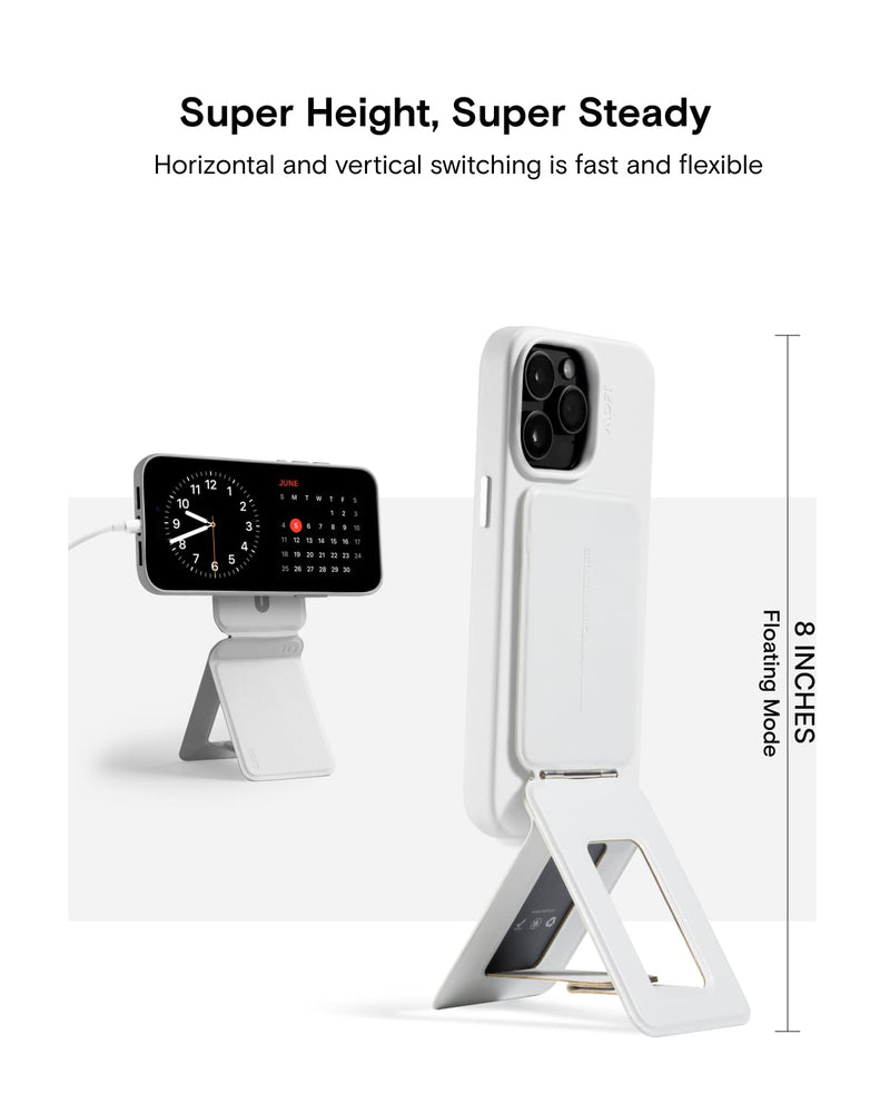 MOFT Phone Tripod Stand Compatible with iPhone 15/14/13/12 Series, Angle Adjustment & Strong Magnets & MagSafe Compatible MOVAS Invisible Selfie Stick Tripod, Misty Cove Gray