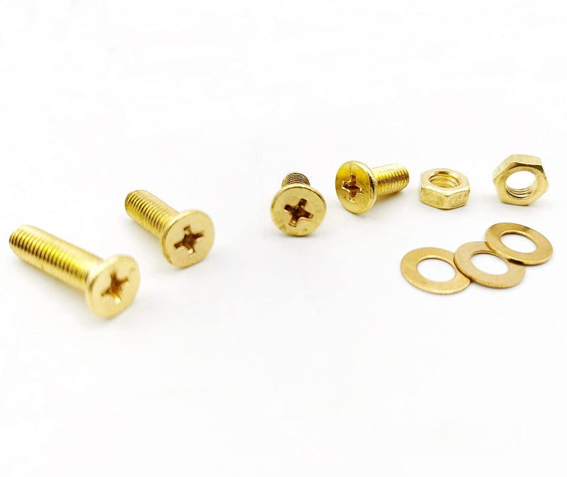Huzstar M3 M4 M5 Phillips Brass Countersunk Head Machine Screws Nuts Washers Assortment, Copper
