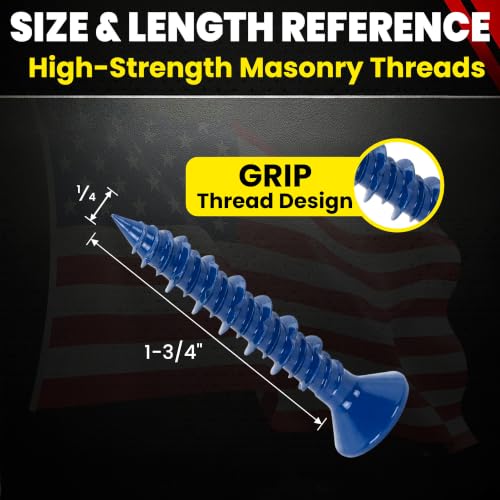 Chenango Supply 1/4 x 1-3/4" Flat Head Concrete Screw Anchors